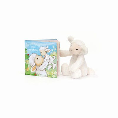 Jellycat Agneau Timide Et Sa Maman Livre and Bashful Lamb Medium Australia | 016835KWH